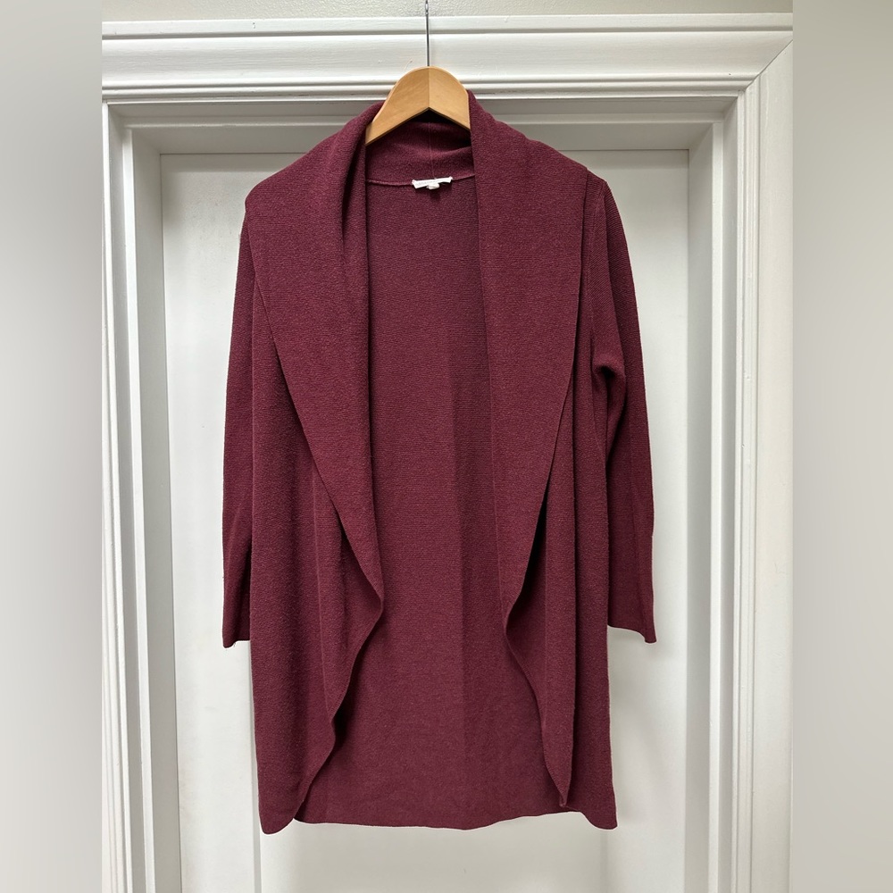 Eileen Fisher linen blend wine burgundy cardigan size medium